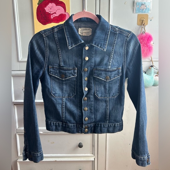 Current/Elliott Classic Blue Jean Fitted Jacket - Picture 1 of 7